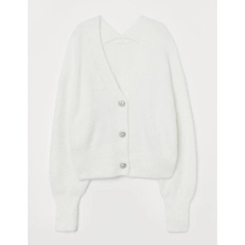 H&M White Rhinestone Button Cardigan - Picture 3 of 10